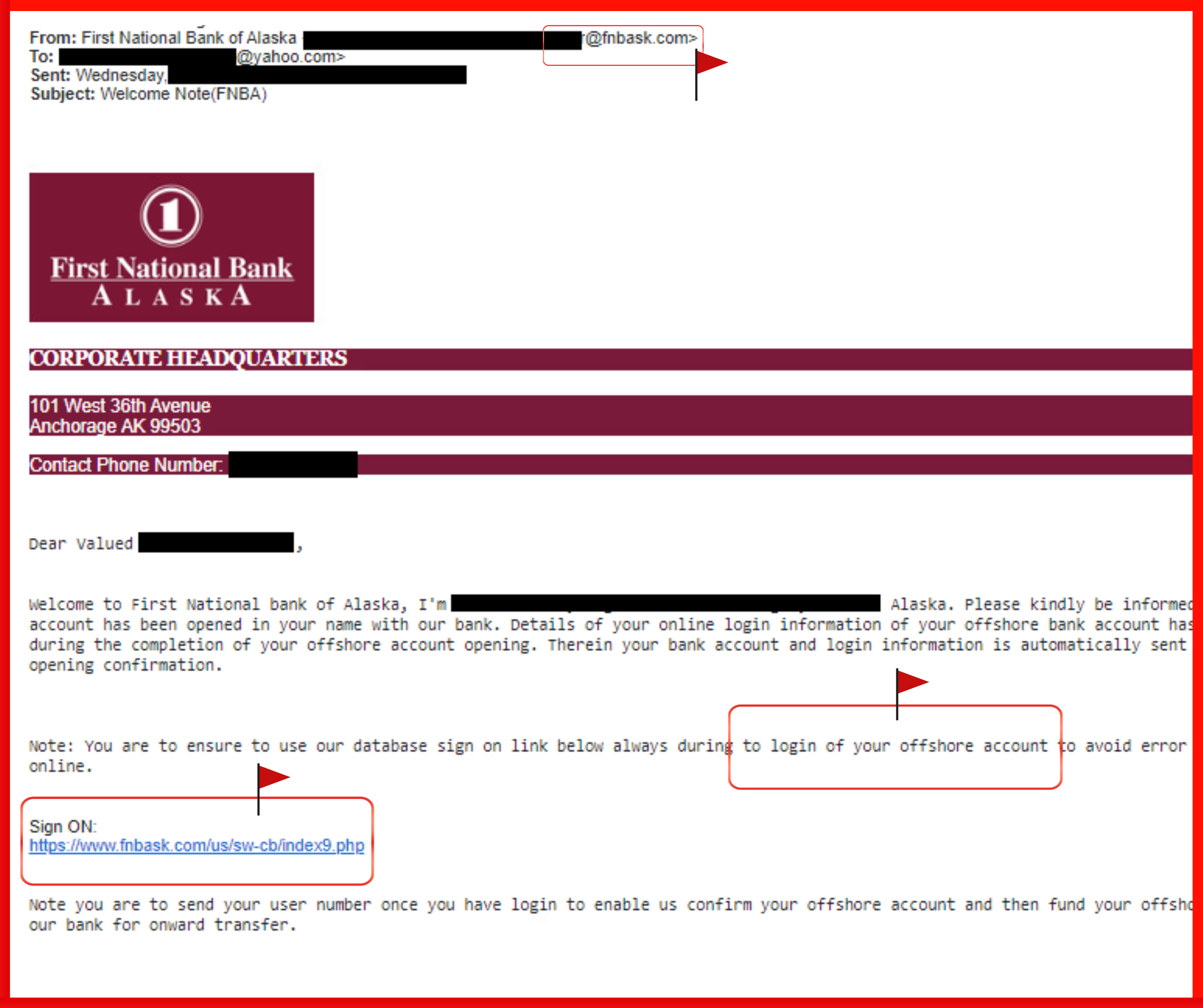 BEC Phishing Email January 2024 - Redacted and Red Flags.png