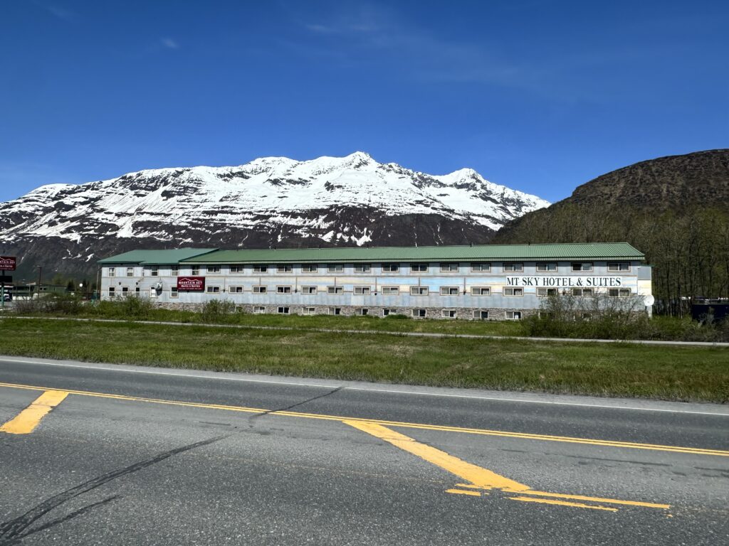 Photo of side of Mountain Sky Hotel in Valdez