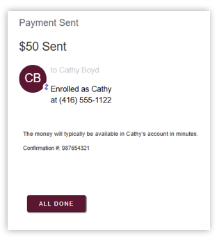 Zelle - Payment Sent