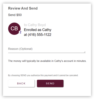 Zelle - Review and Send